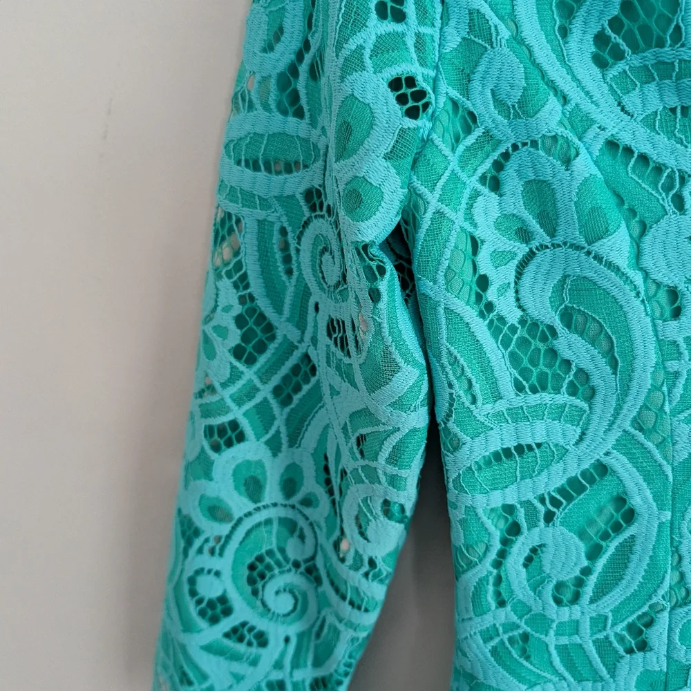 Women's Lilly Pulitzer Dress Helene 2 Teal Mint Lace Cocktail Formal - Picture 4 of 5